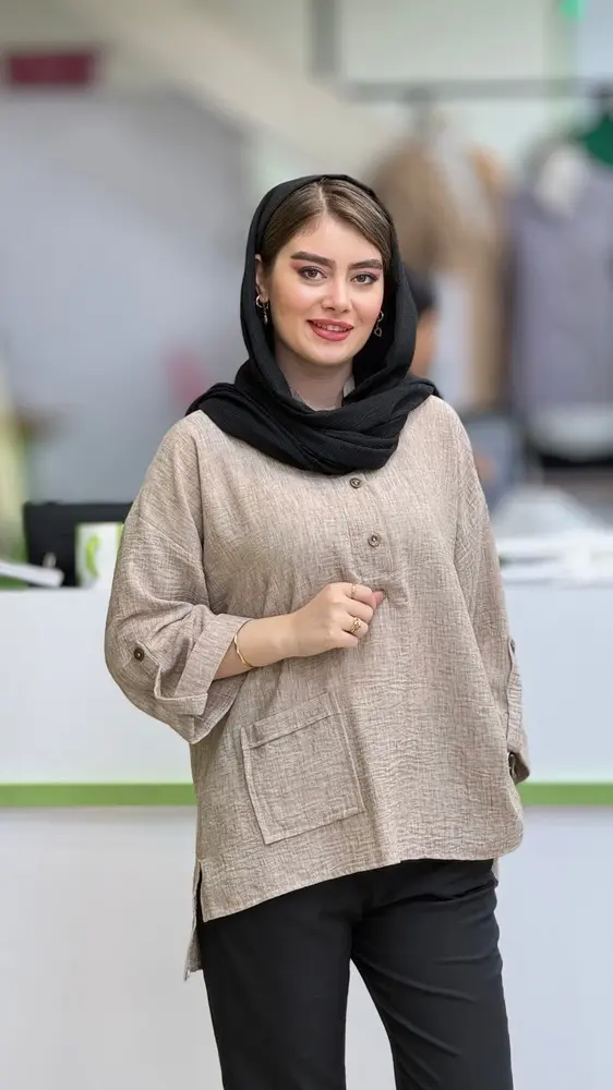 شومیز جلو بسته تک جیب